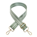 Green nylon wide shoulder strap with white arrow pattern and golden metal hardware - Bean Green Silver Buckle