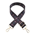 Ethnic wide woven bag strap with colorful geometric diamond pattern and gold hardware - Style 168 / Gold