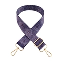 Ethnic blue mandala pattern woven shoulder strap with gold metal buckles for handbags - Style 169 / Gold