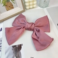 Elegante fermaglio per capelli con fiocco in raso rosa antico finitura seta - Rosa coreano (Clip a molla)