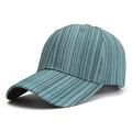Casquette de baseball rayée minimaliste en sarcelle avec textures blanches et visière - Taille unique / Vert
