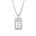 Détail d'une chaîne box en acier inoxydable argenté avec pendentif géométrique ajouré - Lettre E Avec Chaîne à Billes
