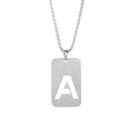 Collier en acier inoxydable argenté avec pendentif lettre A ajouré et chaîne box - Lettre A