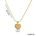 18k gouden hartvormige hanger ketting met zirkoon en textuur, verstelbare ketting 40+5cm - Witte Zirconia Hart (8924)