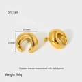 Detail of 18K gold plated stainless steel crescent earrings with size and weight info - Gold