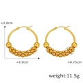 Retro golden hoop earrings with textured metal bead design in stainless steel - Beaded Texture