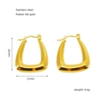 Chic 18K gold plated stainless steel trapezoid hoop earrings measuring 26mm x 21mm - Geometric Trapezoid Style (ZX1226)