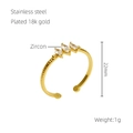 Verstelbare 18k goud vergulde roestvrijstalen ring met drie marquise-geslepen zirkonen - Eén maat/Verstelbaar / Wit