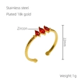 Verstelbare 18k vergulde roestvrijstalen ring met drie rode marquise-geslepen zirkoon - Eén maat/Verstelbaar / Rood