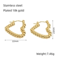 Herzförmige gedrehte Seil-Ohrringe aus Edelstahl mit 18 Karat Vergoldung für Damen - 18k Vergoldeter Edelstahl / Gold Herz Gedrehtes Seil Stil (1314)