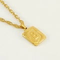 Collar para hombre chapado en oro 18K con colgante cuadrado, letra B y textura radial - Letra B