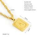 Collar con colgante cuadrado de acero inoxidable chapado en oro 18K y letra A - Letra A