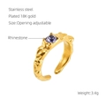 Irregular vintage ring in 18K gold plated stainless steel with purple rhinestone - Purple Round Rhinestone Lava Style (ZXG690)