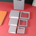 Three sizes of grey PE film floating display boxes with matching paper sleeves and gift bag - Gray
