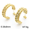 Goldene gedrehte Creolen in 26x8mm aus minimalistischem Edelstahl für Damen im Set - Gold (KE111363-KFC)