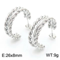 Geflochtene silberne C-Form Edelstahl-Ohrringe mit den Maßen 26x8mm und einem Gewicht von 9g - Stahlfarbe (KE111391-KFC)