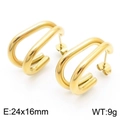Minimalist double-row U-shaped golden stainless steel earrings measuring 24x16mm - Double Layer U-Shaped Style (KE111356-KFC) / Gold