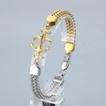 Pulsera bicolor de acero inoxidable oro y plata con cierre de ancla - Bicolor Oro y Plata (KB181416-KFC)