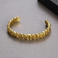 Gothic punk gold skull bangle in 9mm stainless steel featuring embossed skull patterns - Gold (KB182656-KJX)