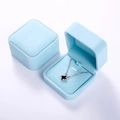 Premium light blue velvet jewelry box set for necklace storage in square elegant design - 7*7*4 Pendant Box