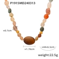 Detail showing dimensions of Bohemian gold-plated beaded necklace with natural stones - P1915 Style (P1915-Golden Necklace) / Gold