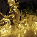 Solar powered butterfly LED string lights for outdoor garden and patio holiday decoration - 5m 20 LEDs / Warm Tone
