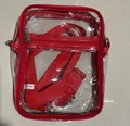 Waterproof clear PVC crossbody bag with red trim and adjustable strap for women - Small / Red