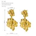 Pendientes de hoja de lava irregulares en acero inoxidable bañado en oro 18K modelo 1402 - Estilo Plegado Irregular (1402)