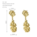 Pendientes de coral en acero inoxidable chapado en oro 18K con medidas detalladas - Estilo Rama de Coral (1403)