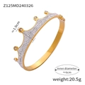 Bracelet jonc couronne plaqué or 18 carats avec zircons scintillants et design ouvert - Design Couronne Full Strass (Z125) / Doré