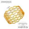 Bracelet jonc large en acier doré minimaliste avec maille ondulée et oxydes de zirconium - Style Strass Wave Hollow (Z096) / Doré