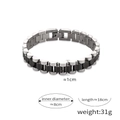 Bracciale da uomo bicolore in acciaio inossidabile nero e argento stile cinturino d'orologio - Nero Argento