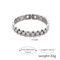 Bracciale in acciaio inossidabile argento stile orologio con finitura lucida e chiusura - Argento