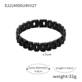 Bracciale da uomo nero opaco con maglie geometriche ad arco, lunghezza di 18 cm - Nero