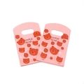 Pink mini plastic gift bag with Cookie Bear print for jewelry storage and small packaging - No. 77 (Cookie Bear)