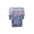 Macro view of marble textured jewelry display cards for earrings in gold and blue - 6x9cm / Gilded Clouds No.7