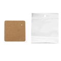 Brown kraft paper jewelry display card with clear OPP self-sealing bag set - 5x5cm / Kraft Paper / 50 Cards + 50 Bags