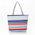 Große Canvas-Einkaufstasche mit bunten horizontalen Streifen für moderne Damen - Stil 7
