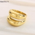 Polished 18k gold plated dome ring in mirror finish stainless steel, size 6 to 11 - US 6 / Thickened Arc Dome Style (KR108576-KJX) / Gold