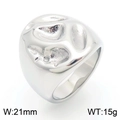 Silver geometric lava ring in titanium steel with irregular textured surface and 21mm width - US 7 / Steel Color (KR110671-K)