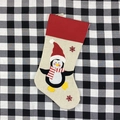 Grande calza di Natale con applicazione a forma di pinguino e motivi di fiocchi di neve - Pinguino di Natale