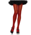 Bas rayés rouges et noirs classiques au-dessus du genou pour costumes de fête - Taille unique / Collants rayés rouge et noir