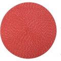 Detail of red circular woven placemat with gold glitter accents and non-slip texture - Red with Gold Wire