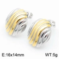 Irregular textured hoop earrings in mixed gold and silver tones, 16x14mm size - Two-tone (KE112504-KFC)