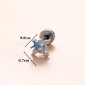 Zilveren ster en vleugel oorkraakbeen stud met blauwe zirkoon en schroefsluiting - Zilver 5#-Blauwe Ster Maan / Zilver