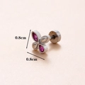 Zilveren vlinder oorkraakbeen piercing met magenta zirkonia en 0,8cm schroefsluiting - Zilver 8#-Paarse Vlinder / Zilver