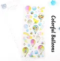 Charming air balloons decorative stickers with gold foil outlines and glitter detail - Colorful Balloons