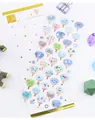 Colorful fan-shaped PET stickers with gold foil details in soft pastel shades - Colorful Small Fan