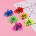 Set of 6 colorful semi-transparent pull-back toy airplanes in blue, red, green and purple - Transparent Pull Back Plane