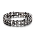 Bracciale da uomo punk retrò a catena di motocicletta in acciaio al titanio argento - Stile Catena da Moto Retro (KB135694-KFC) / 23CM